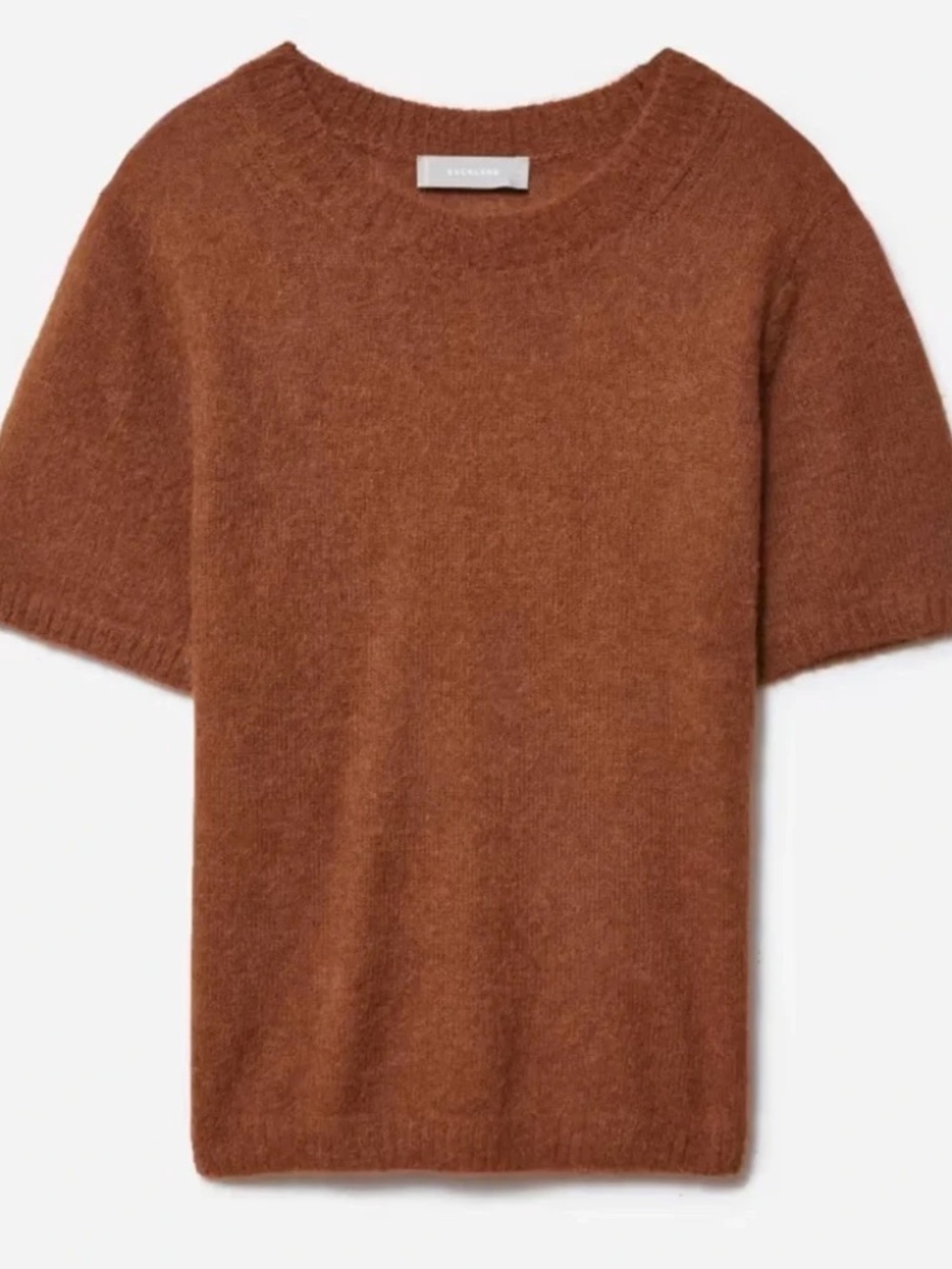 Everlane Alpaca Sweater Tee, Short Sleeve, in Dark Copper, size XXS